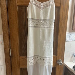 French Connection White + Lace MIDI Dress